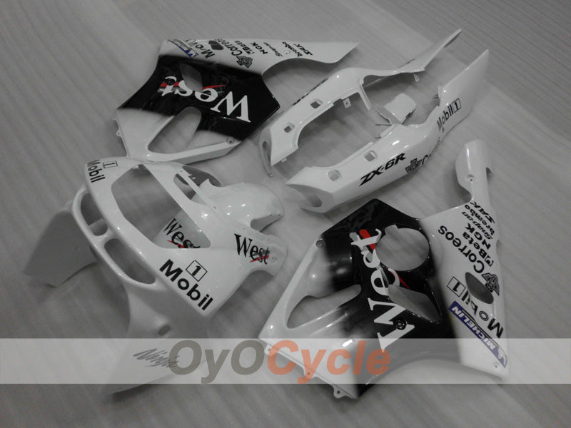 Injection Fairing kit for 94-97 NINJA ZX-6R - White, Black - West #OYO87902996 Secondary image