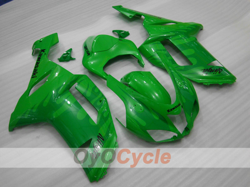 Injection Fairing kit for 07-08 NINJA ZX-6R - Green - Flame #OYO87901932