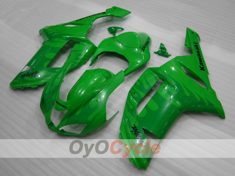 Injection Fairing kit for 07-08 NINJA ZX-6R - Green - Flame #OYO87901932 Secondary image