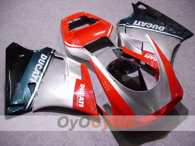 Injection Fairing kit for 99-02 Ducati 996 - Red, Silver - Factory Style #OYO87902205 Main image