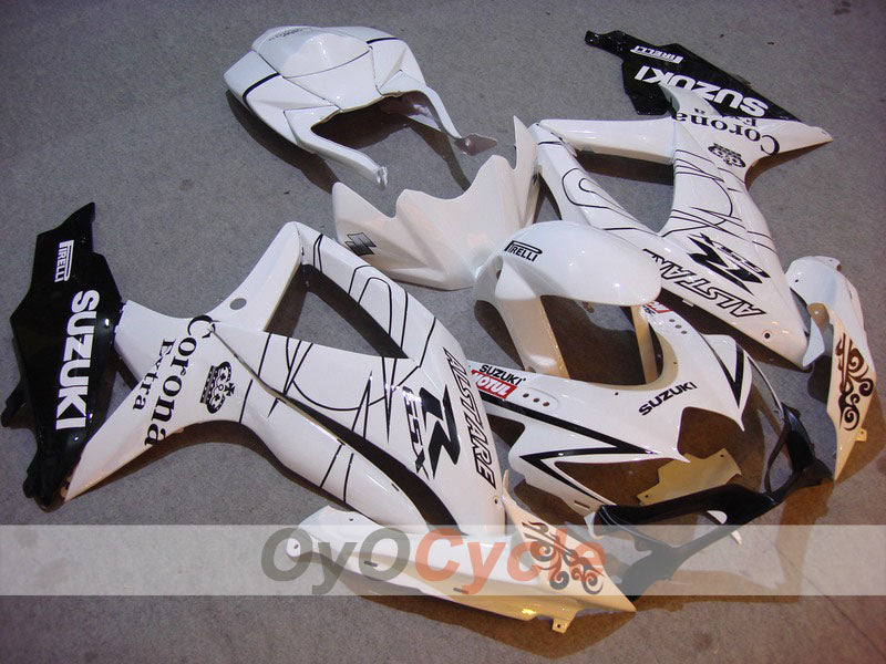 Injection Fairing kit for 08-10 GSX R600 - White, Black - Corona, MOTUL #OYO87901613