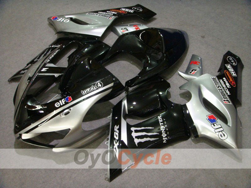 Injection Fairing kit for 05-06 NINJA ZX-6R - Black, Silver - Monster #OYO87901878