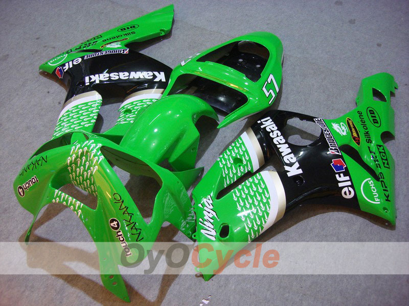 Injection Fairing kit for 03-04 NINJA ZX-6R - Green, Black - Nakano #OYO87901818