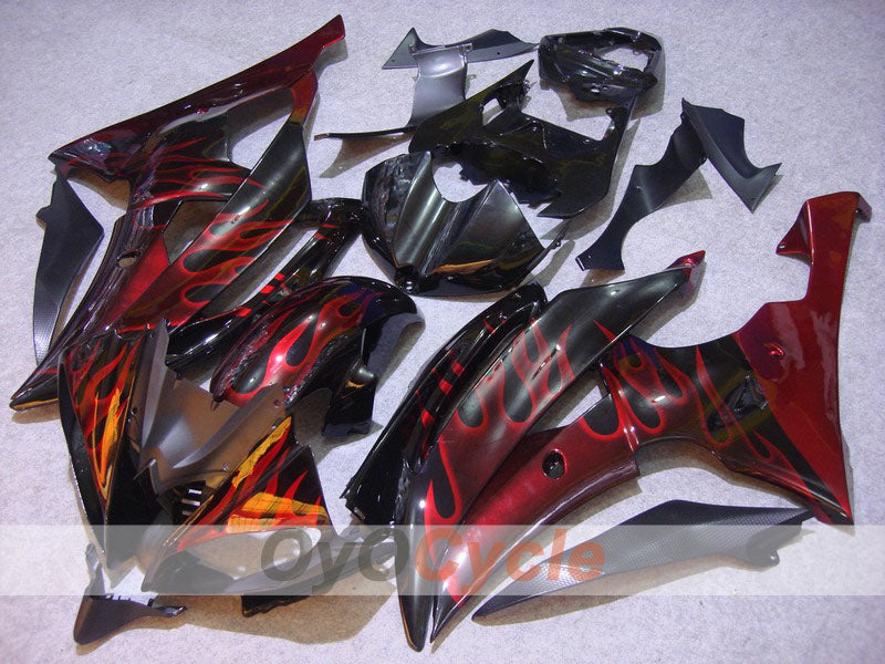Injection Fairing kit for 08-16 YZF-R6 - Red, Black - Flame #OYO87900965 Main image