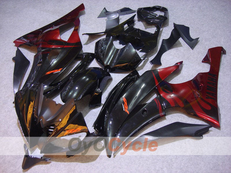 Injection Fairing kit for 08-16 YZF-R6 - Red, Black - Flame #OYO87900966 Main image
