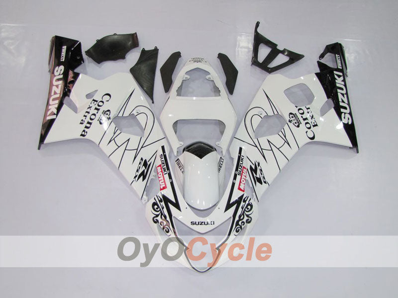 Injection Fairing kit for 04-05 GSXR600 - White, Black - Corona, MOTUL #OYO87901155