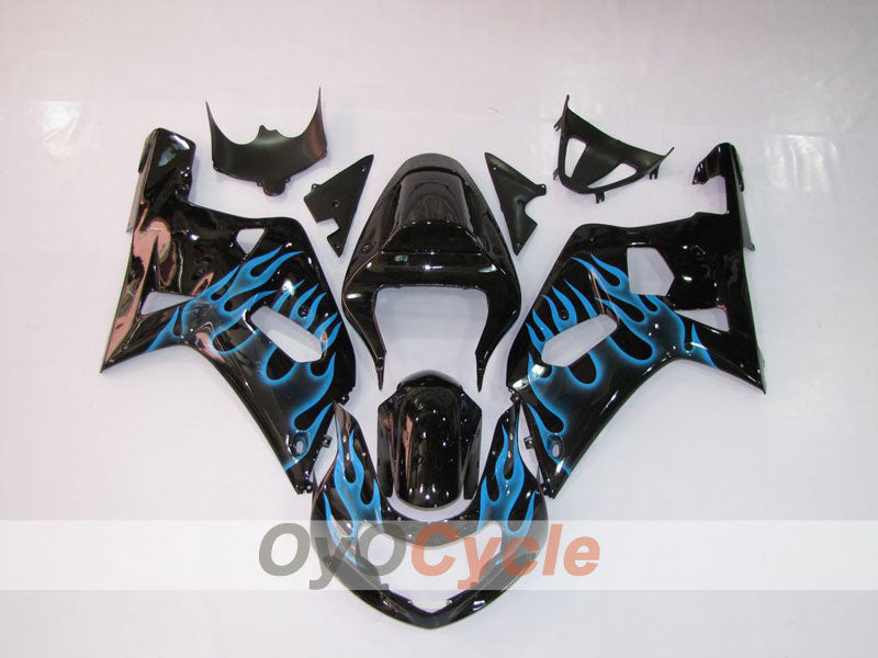 Injection Fairing kit for 00-03 GSX R750 - Blue, Black - Flame #OYO87901046 Main image