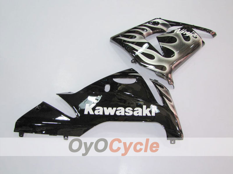 Injection Fairing kit for 04-05 NINJA ZX-10R - Black, Silver - Flame #OYO87902819