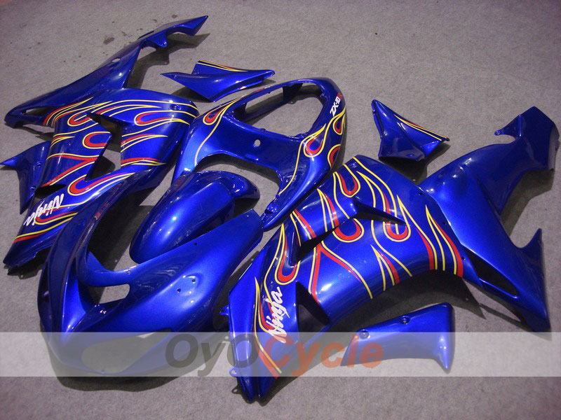 Injection Fairing kit for 06-07 NINJA ZX-10R - Yellow, Blue - Flame #OYO87901616