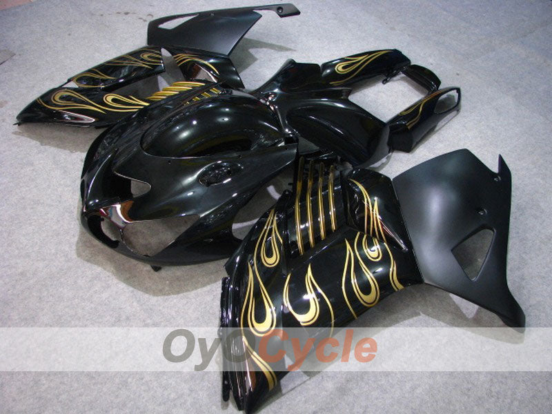 Injection Fairing kit for 06-11 NINJA ZX-14R - Black, Gold - Flame #OYO87902011