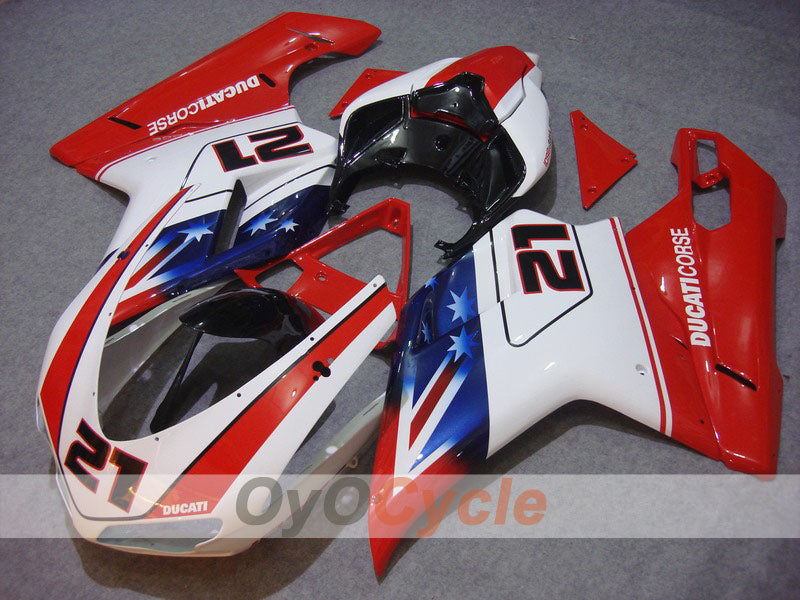 Injection Fairing kit for 08-13 Ducati 848 - Red, White - Xerox #OYO87902250