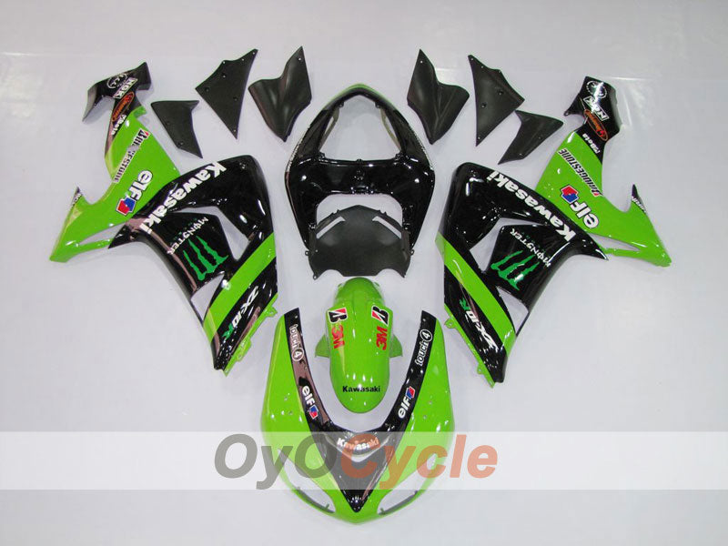 Injection Fairing kit for 06-07 NINJA ZX-10R - Green, Black - Monster #OYO87901623 Main image