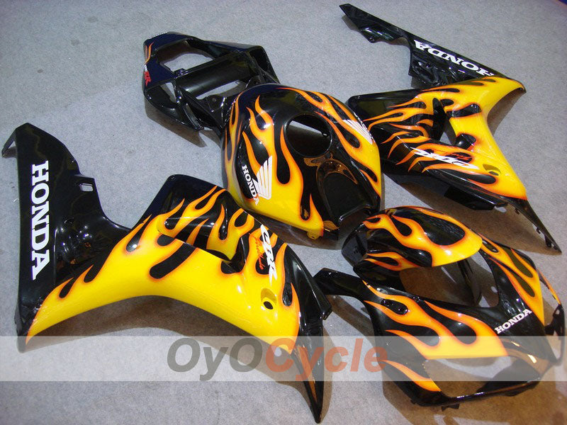 Injection Fairing kit for 06-07 CBR1000RR - Yellow, Black - Flame #OYO87900598 Main image