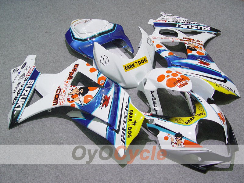 Injection Fairing kit for 07-08 GSX R1000 - Blue, White - Dark Dog, MOTUL #OYO87902087