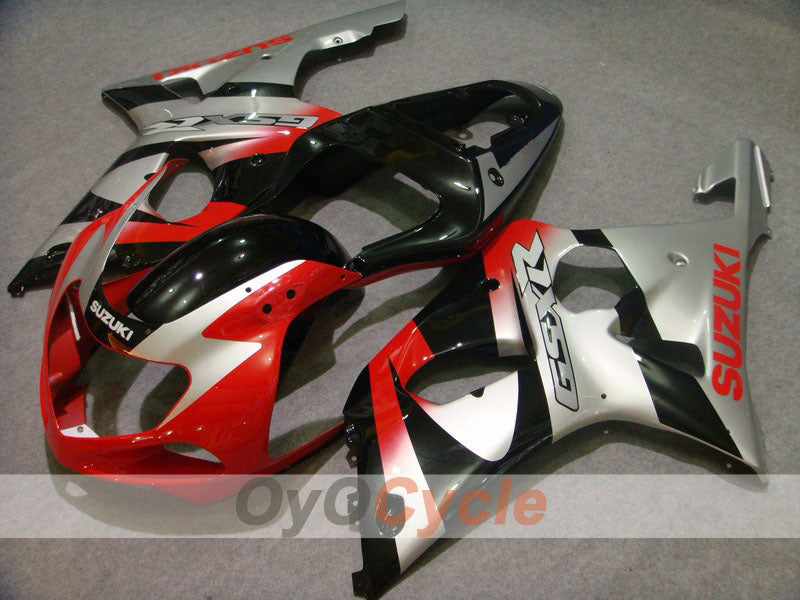 Injection Fairing kit for 00-03 GSX R750 - Red, Silver - Factory Style #OYO87901104 Main image