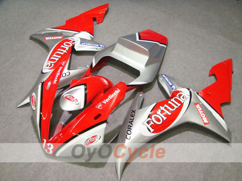 Injection Fairing kit for 02-03 YZF-R1 - Red, Silver - Fortuna, MOTUL #OYO87900797