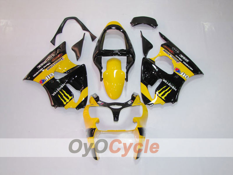 Injection Fairing kit for 00-02 NINJA ZX-6R - Yellow, Black - Monster #OYO87901716