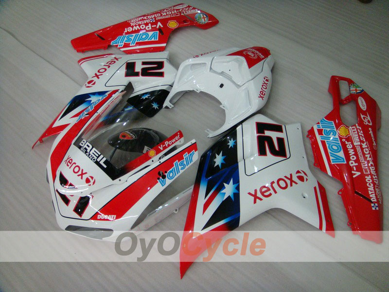 Injection Fairing kit for 08-13 Ducati 848 - Red, White - Xerox #OYO87902253