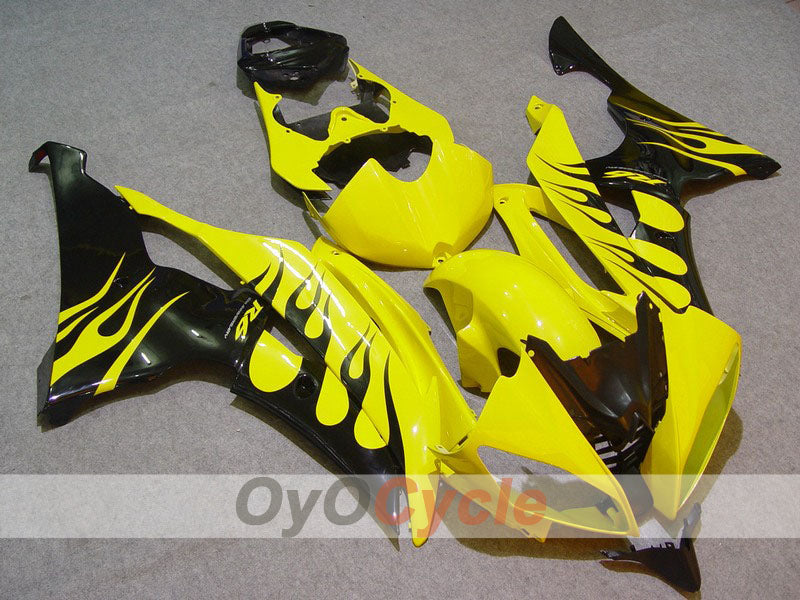 Injection Fairing kit for 08-16 YZF-R6 - Yellow, Black - Flame #OYO87900967
