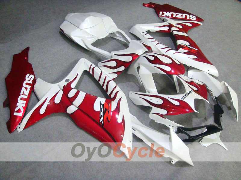 Injection Fairing kit for 08-10 GSX R600 - Red, White - Flame #OYO87901637