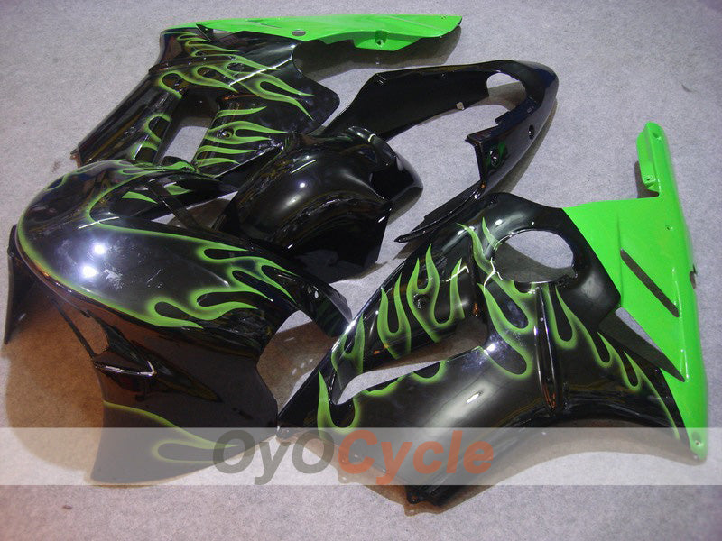 Injection Fairing kit for 02-05 NINJA ZX-12R - Green, Black - Flame #OYO87903098 Main image