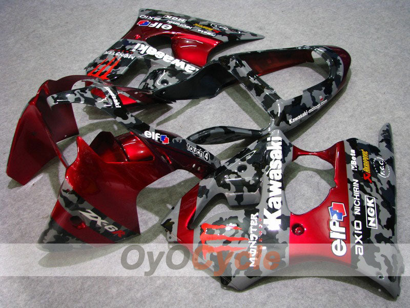 Injection Fairing kit for 00-02 NINJA ZX-6R - Red, Grey - Monster #OYO87901720