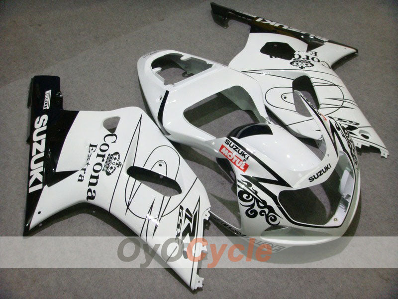 Injection Fairing kit for 00-02 GSX R1000 - White, Black - Corona, MOTUL #OYO87901718