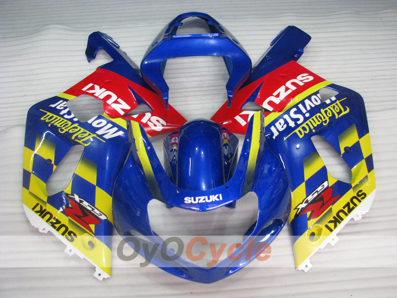 Injection Fairing kit for 01-03 GSX R600 - Yellow, Blue - Movistar #OYO87901060 Secondary image