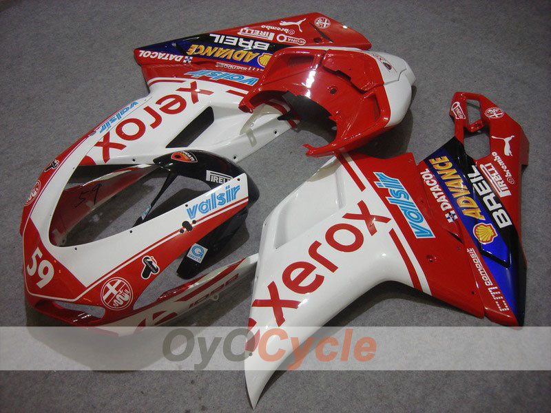 Injection Fairing kit for 08-13 Ducati 848 - Red, White - Xerox #OYO87902257