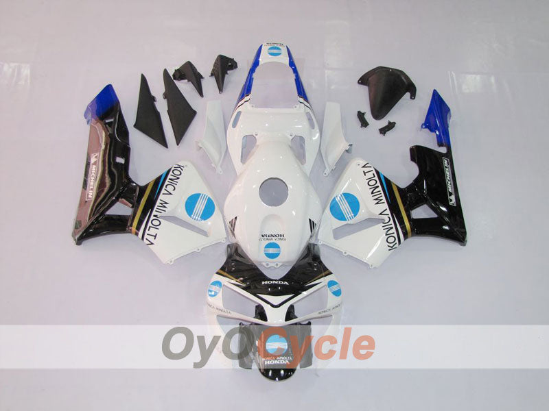 Injection Fairing kit for 03-04 CBR600RR - White, Black - Konica Minolta #OYO87902526