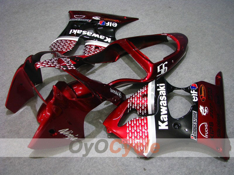 Injection Fairing kit for 00-02 NINJA ZX-6R - Red, Black - Nakano #OYO87901733 Main image