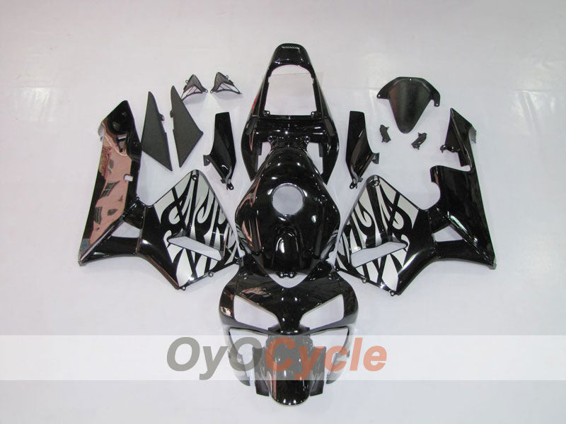 Injection Fairing kit for 03-04 CBR600RR - Black, Silver - Flame #OYO87902510 Main image