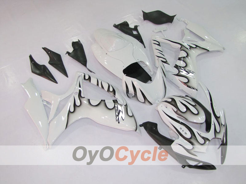 Injection Fairing kit for 06-07 GSX R750 - White, Black - Flame #OYO87901288 Main image