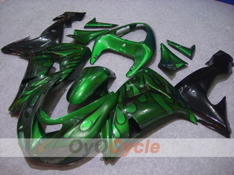 Injection Fairing kit for 06-07 NINJA ZX-10R - Green, Black - Flame #OYO87901597