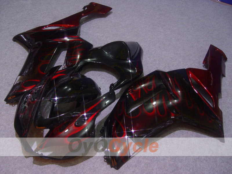 Injection Fairing kit for 07-08 NINJA ZX-6R - Red, Black - Flame #OYO87901938
