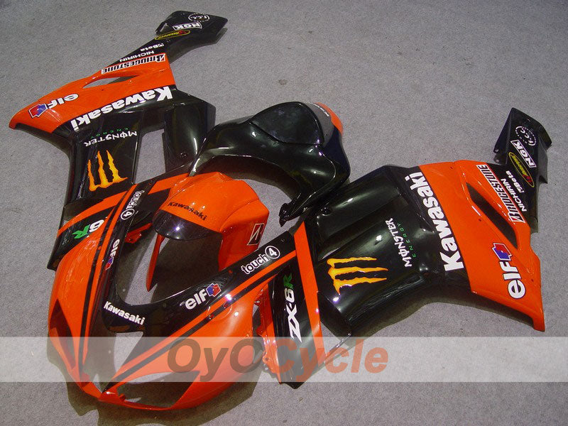 Injection Fairing kit for 07-08 NINJA ZX-6R - Orange, Black - Monster #OYO87901965 Main image