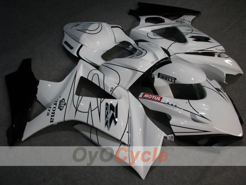 Injection Fairing kit for 07-08 GSX R1000 - White, Black - Corona, MOTUL #OYO87902084