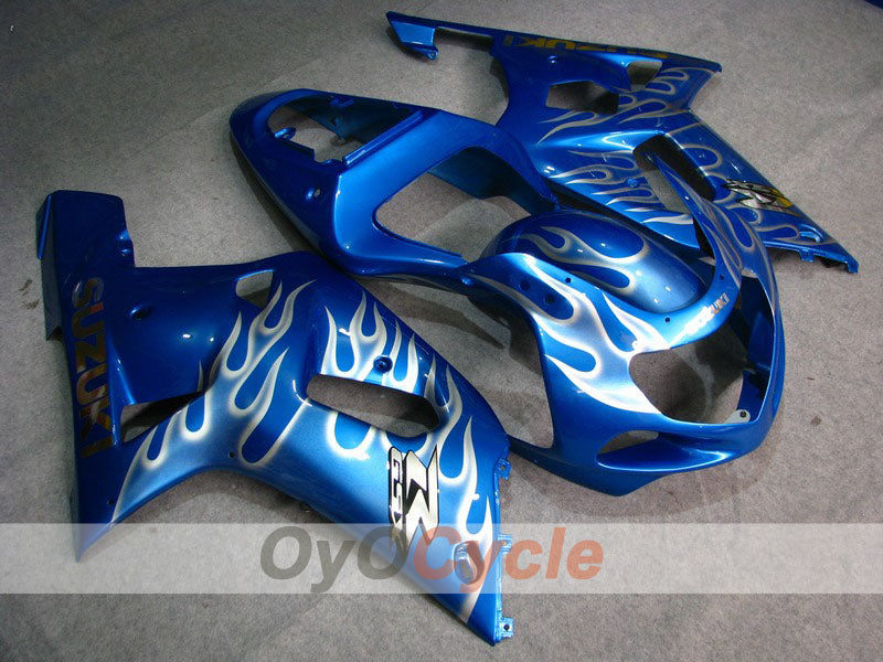 Injection Fairing kit for 00-02 GSX R1000 - Blue, White - Flame #OYO87901736 Main image