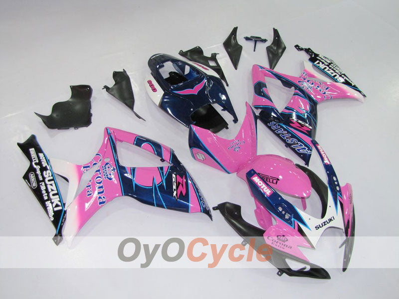 Injection Fairing kit for 06-07 GSX R600 - Black, Pink - Corona, MOTUL #OYO87901433