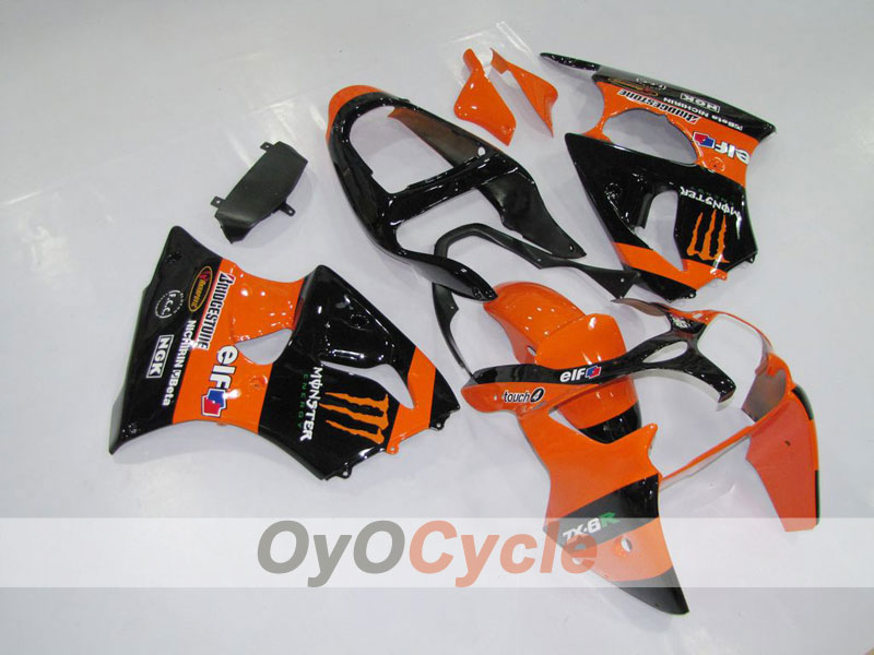 Injection Fairing kit for 00-02 NINJA ZX-6R - Orange, Black - Monster #OYO87901715