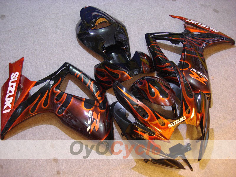 Injection Fairing kit for 06-07 GSX R600 - Orange, Black - Flame #OYO87901501