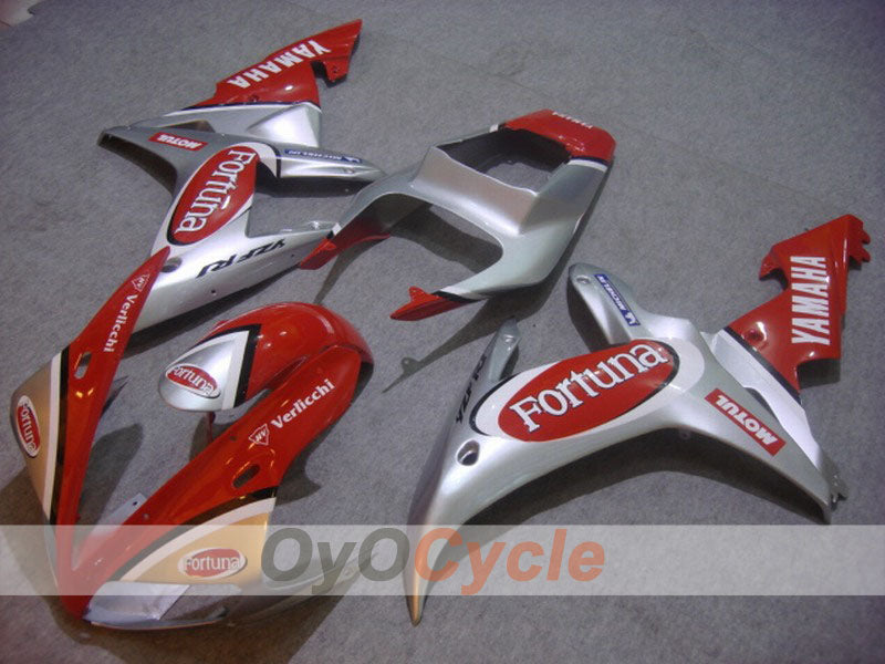 Injection Fairing kit for 02-03 YZF-R1 - Red, Silver - Fortuna, MOTUL #OYO87900798