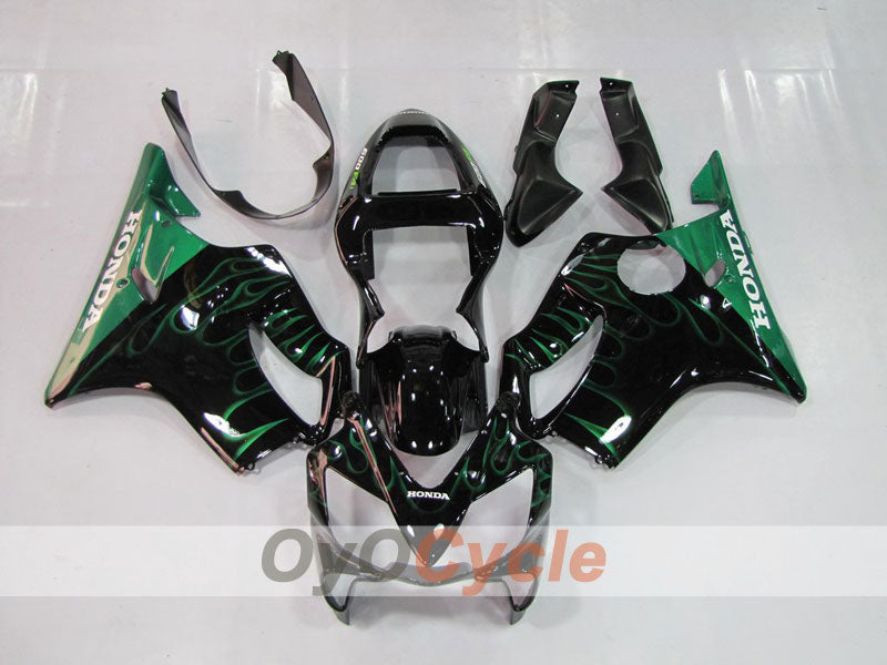 Injection Fairing kit for 01-03 CBR600F4i - Green, Black - Flame #OYO87900155
