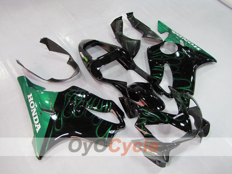 Injection Fairing kit for 01-03 CBR600F4i - Green, Black - Flame #OYO87900155