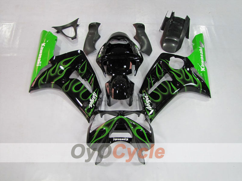 Injection Fairing kit for 03-04 NINJA ZX-6R - Green, Black - Flame #OYO87901795 Secondary image