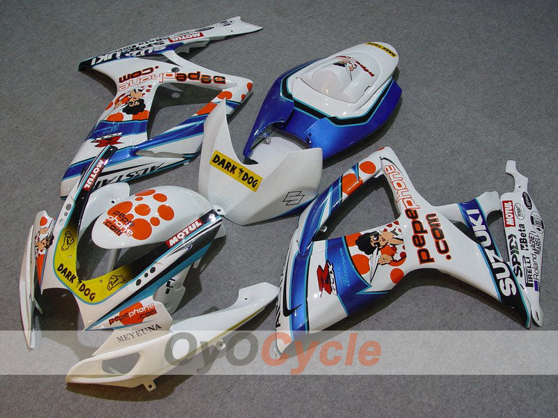 Injection Fairing kit for 06-07 GSX R750 - Blue, White - Dark Dog #OYO87901277 Main image