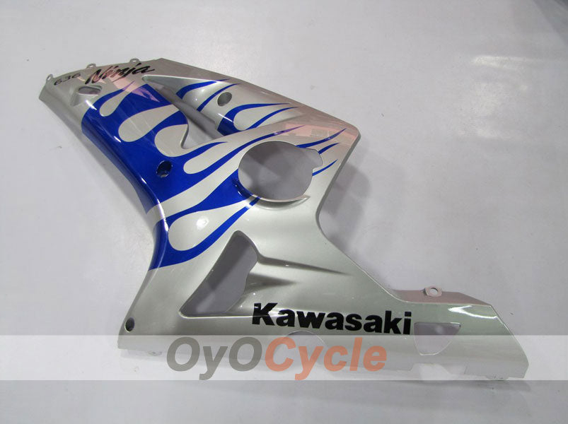 Injection Fairing kit for 03-04 NINJA ZX-6R - Blue, Silver - Flame #OYO87901797