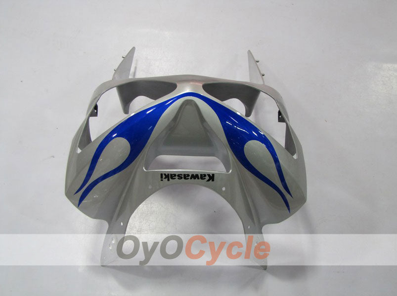 Injection Fairing kit for 03-04 NINJA ZX-6R - Blue, Silver - Flame #OYO87901797