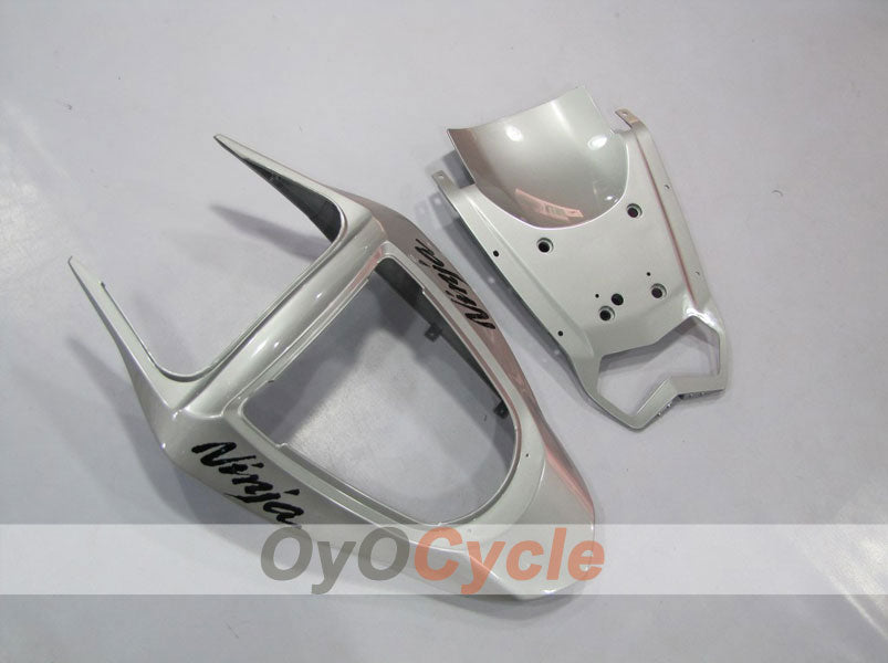 Injection Fairing kit for 03-04 NINJA ZX-6R - Blue, Silver - Flame #OYO87901797
