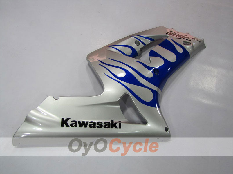 Injection Fairing kit for 03-04 NINJA ZX-6R - Blue, Silver - Flame #OYO87901797
